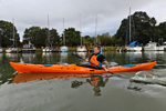 Cruising through a local Boat Yard in the Design Kayaks Awesome sea kayak