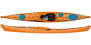 The Design Kayaks Awesome Sea Kayak shown in the Orange colour