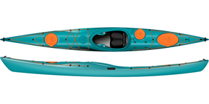 The Design Kayaks Awesome Sea Kayak shown in the Turquoise colour