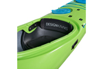 The sturdy adjustable backrest on the Design Kayaks Unplugged sea kayak