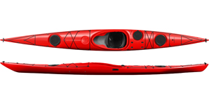 The Design Kayaks Unplugged Sea Kayak shown in the Red colour