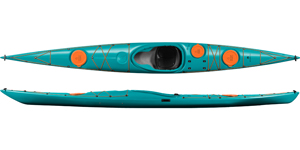 The Design Kayaks Unplugged Sea Kayak shown in the Turquoise colour