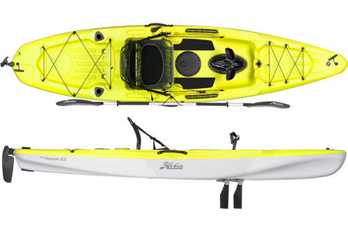 The Hobie Passport 12.0 Kayak - Mirage Drive GT with Kick Up Fins