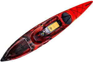 The Viking Kayaks Profish 400 Fishing Kayak shown in the Lava colour